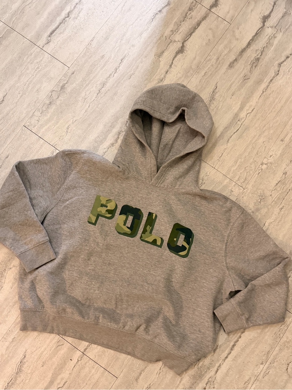 Polo by Ralph Lauren Grey Hoodie with Green Camo Logo